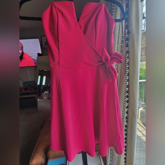 Row A Pink Strapless Women's Tie Waist Fit & Flare Women's Mini Dress| SIZE MED - Picture 2 of 16